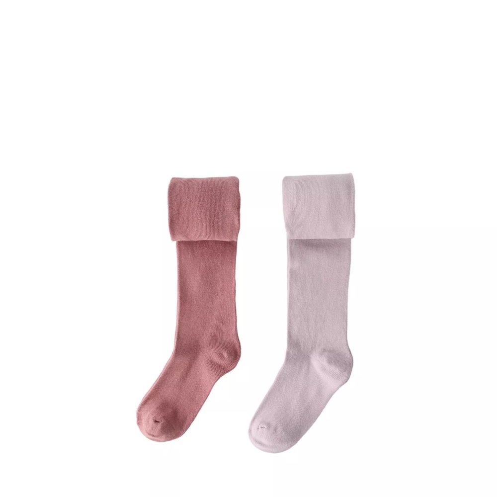 Kids Plush Tights Duo - Pink and Light Pink zara